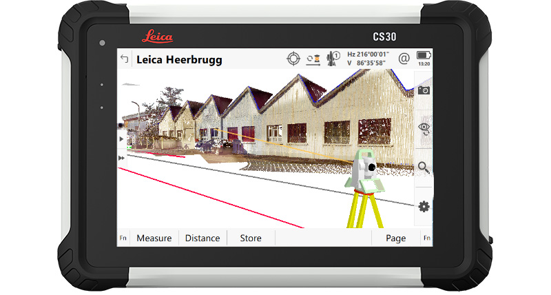 Leica Captivate Rail App -kuvakaappaus tarkistuksesta CS30-maastotallentimen mittauslaitteella.